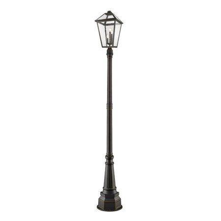 Z-LITE Talbot 3 Light Outdoor Post Mounted Fixture, Oil Rubbed Bronze And Seedy 579PHXLR-564P-ORB